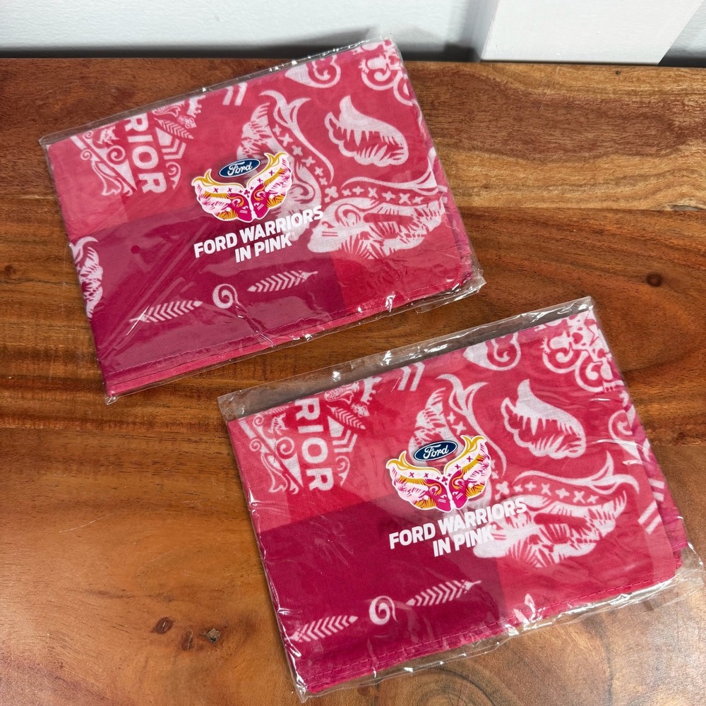 Ford Warriors in Pink Bandana Scarf Set of‎ 2 Breast Cancer Awareness Pink White